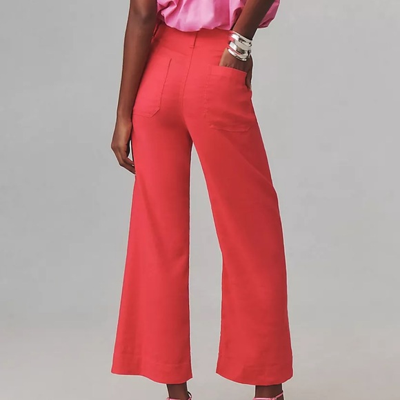 Anthropologie The Colette Cropped Wide-Leg Pants Linen Edition - Picture 2 of 6
